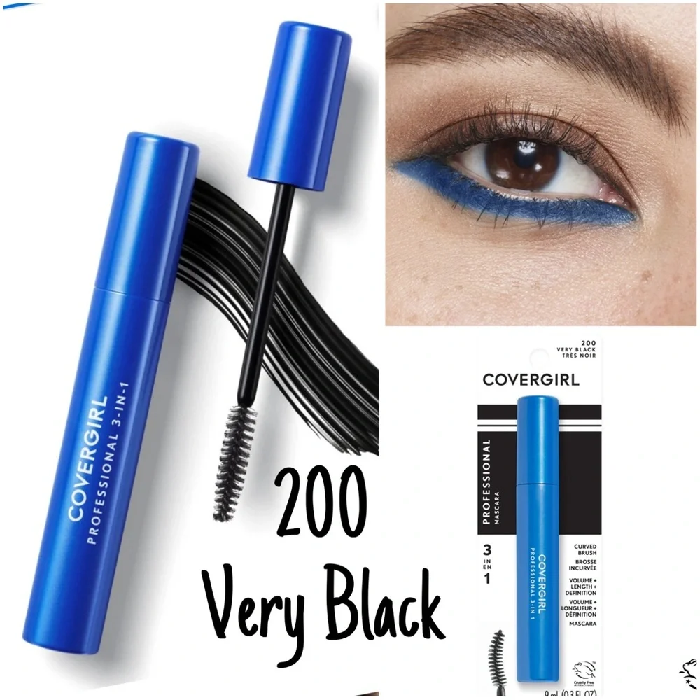 Covergirl Professional 3-in-1 Curved Brush Mascara, 200 black noir volume